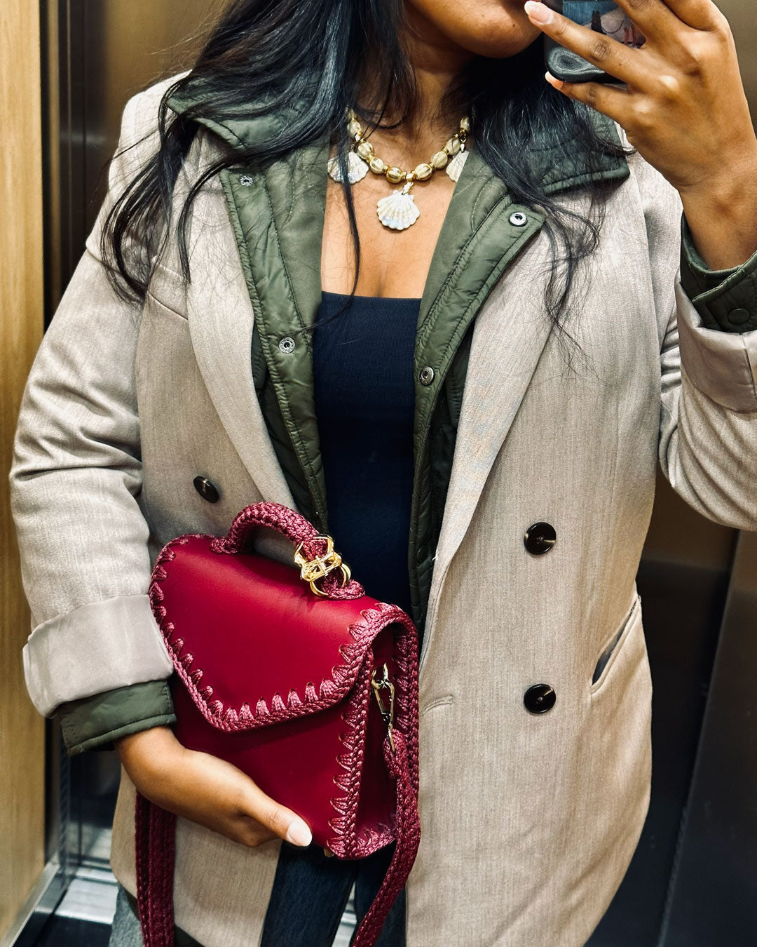 Bolso Satchel Sofia S Burdeos