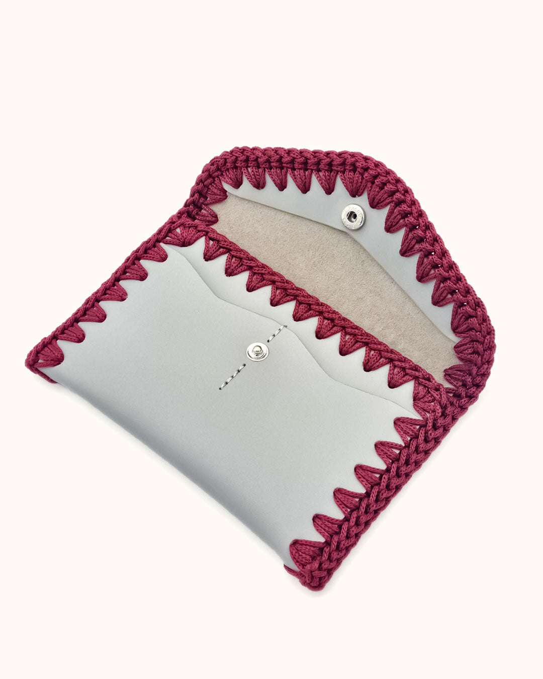 Cartera de Cuero Gris perla