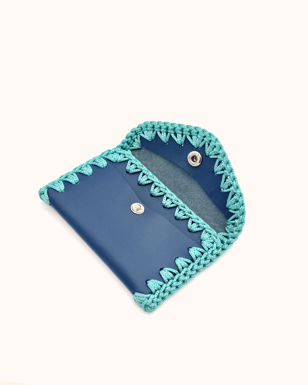 Monedero Tarjetero de Cuero Azul