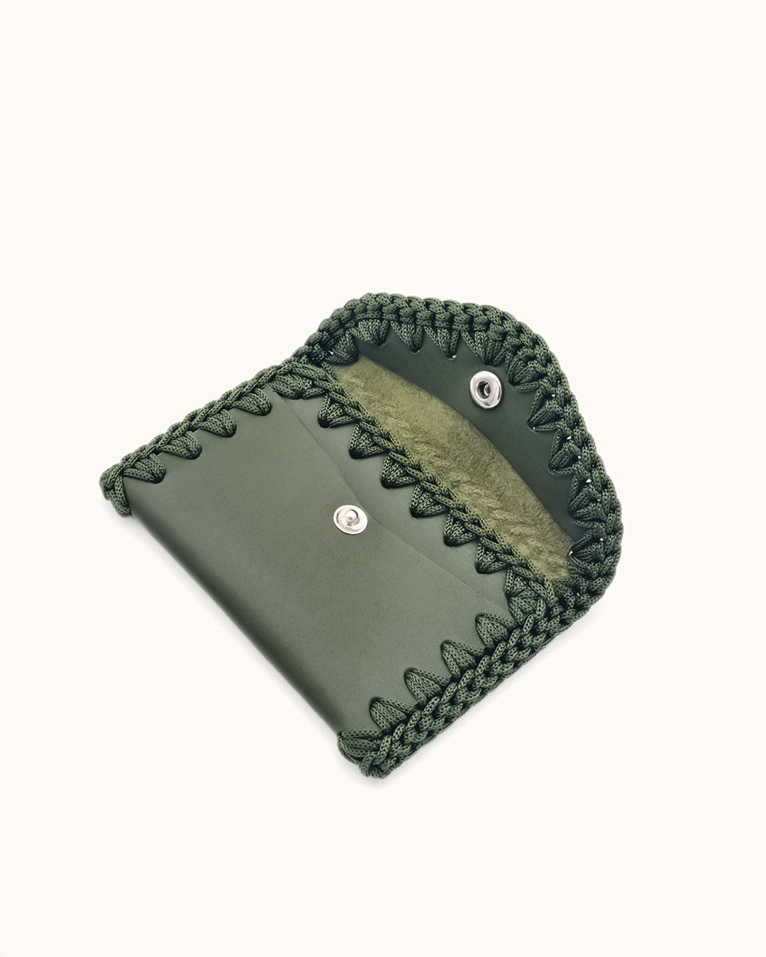 Monedero Tarjetero de Cuero Verde