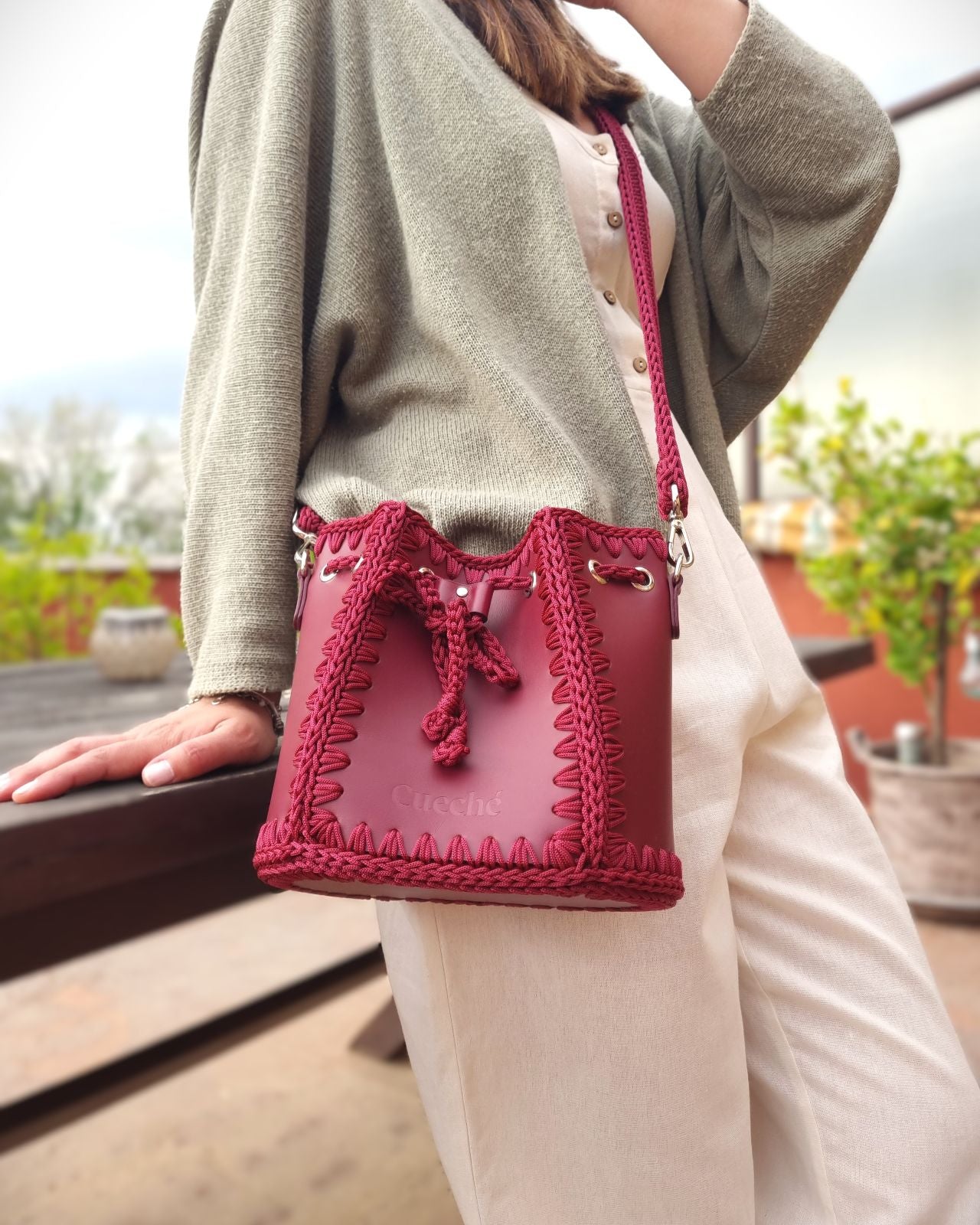 Bolso Bombonera Olga M Burdeos