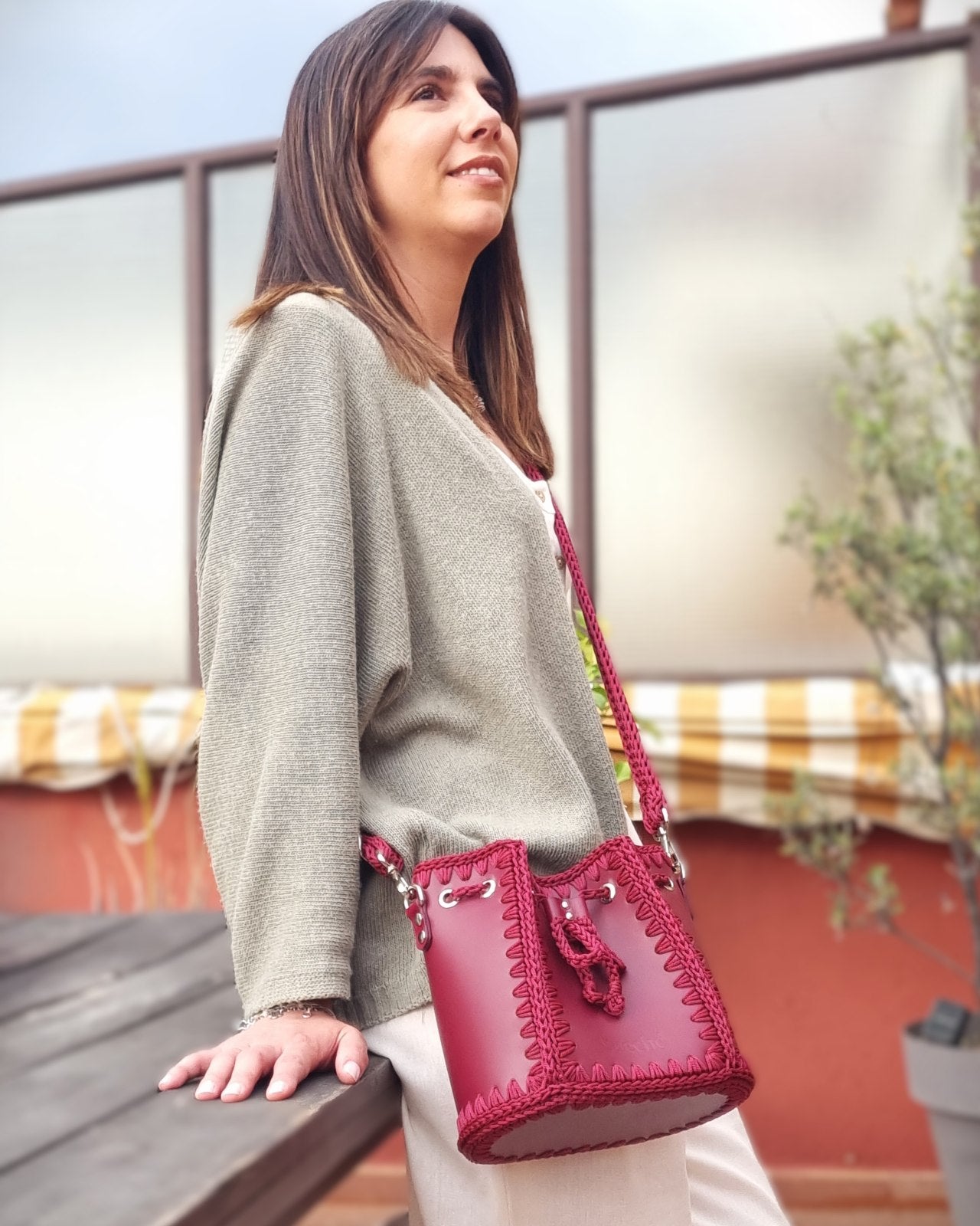 Bolso Bombonera Olga M Burdeos
