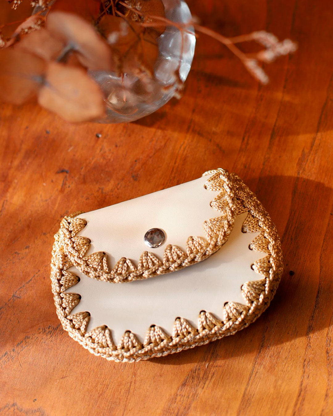 Monedero de Cuero Beige