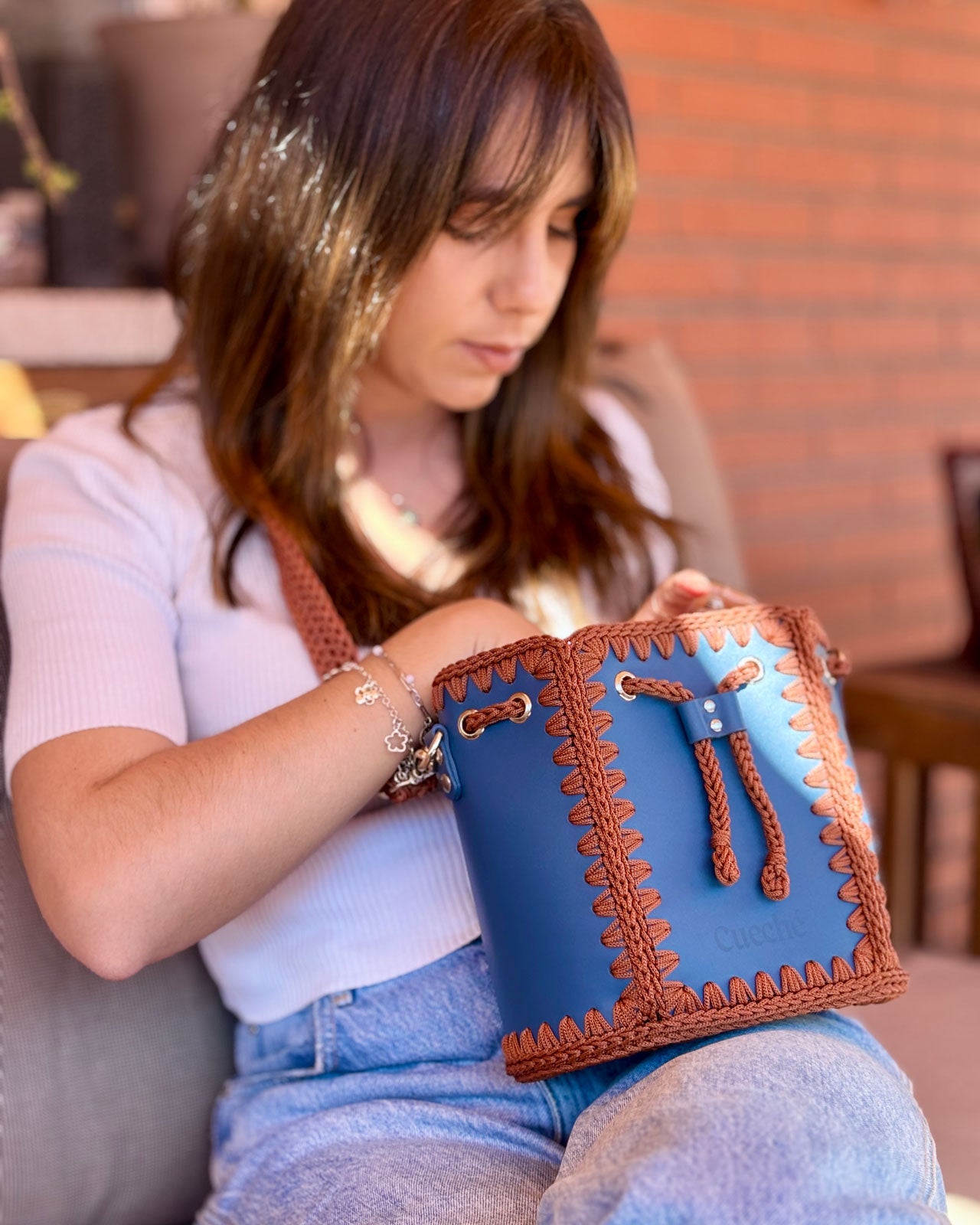 Bolso Bombonera Olga M Azul
