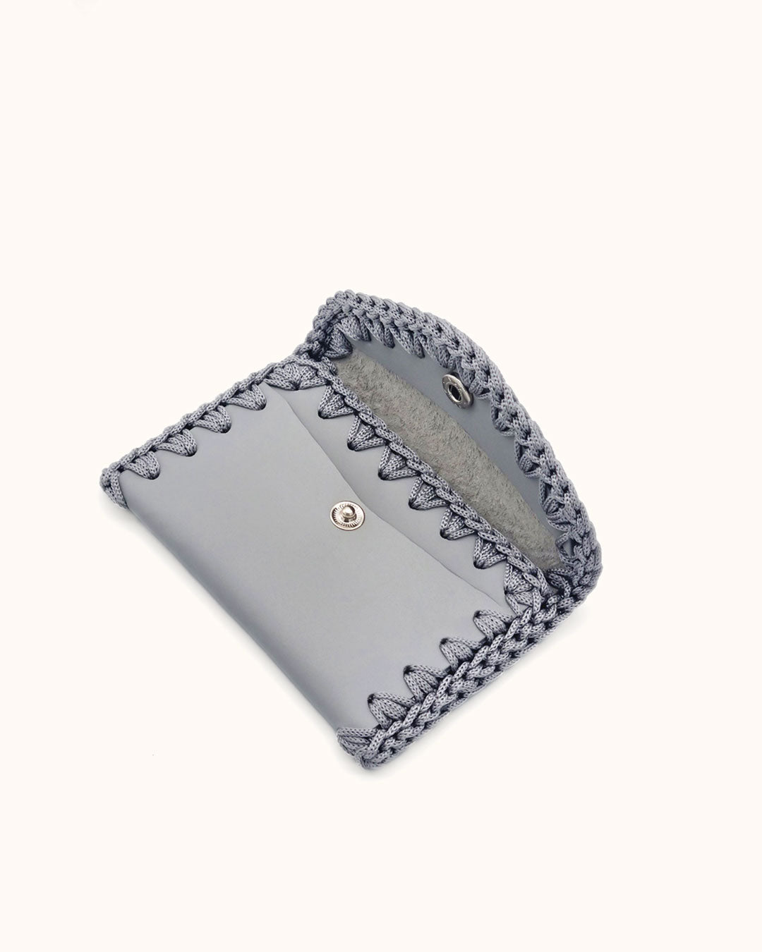 Monedero Tarjetero de Cuero Gris Perla