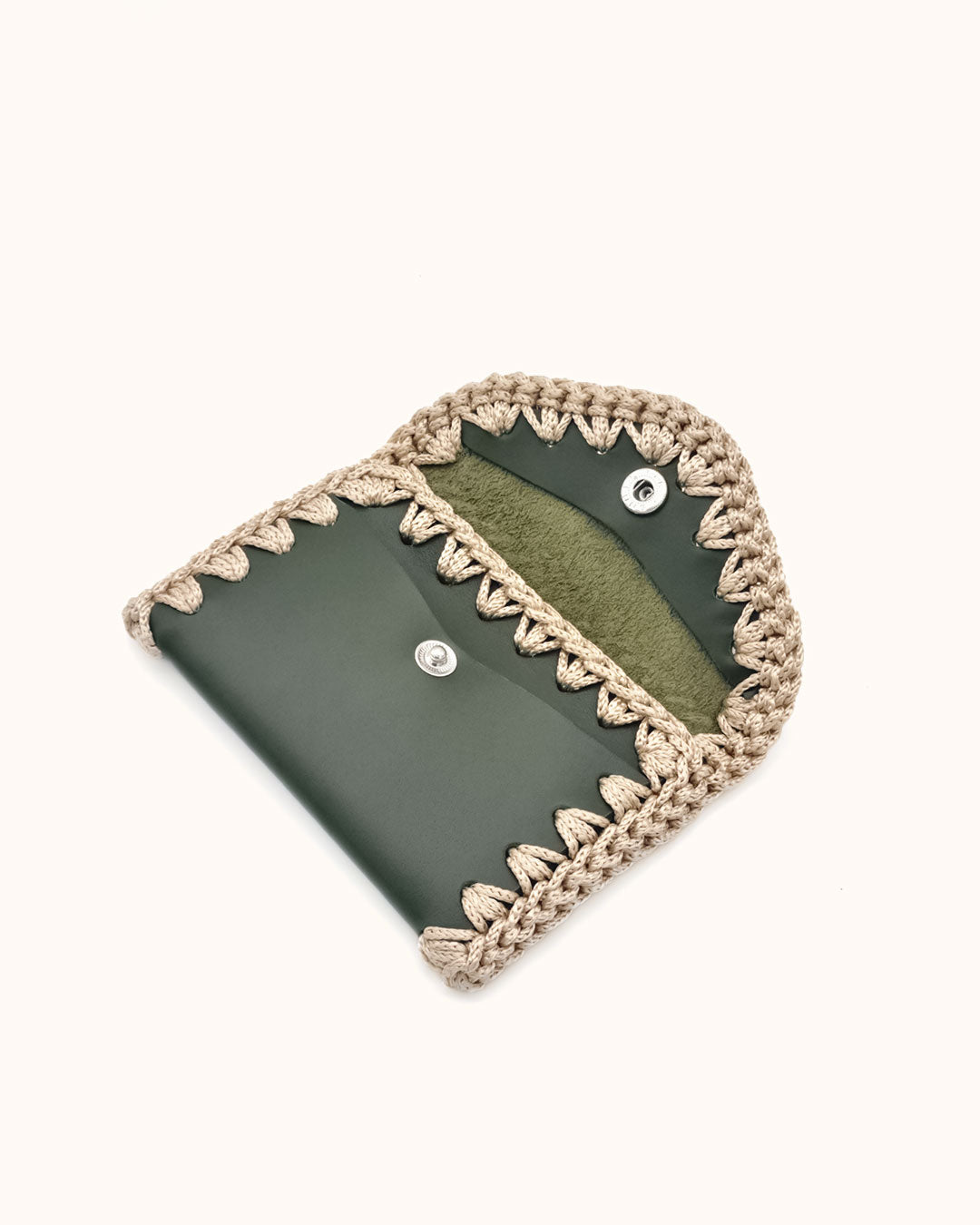 Monedero Tarjetero de Cuero Verde