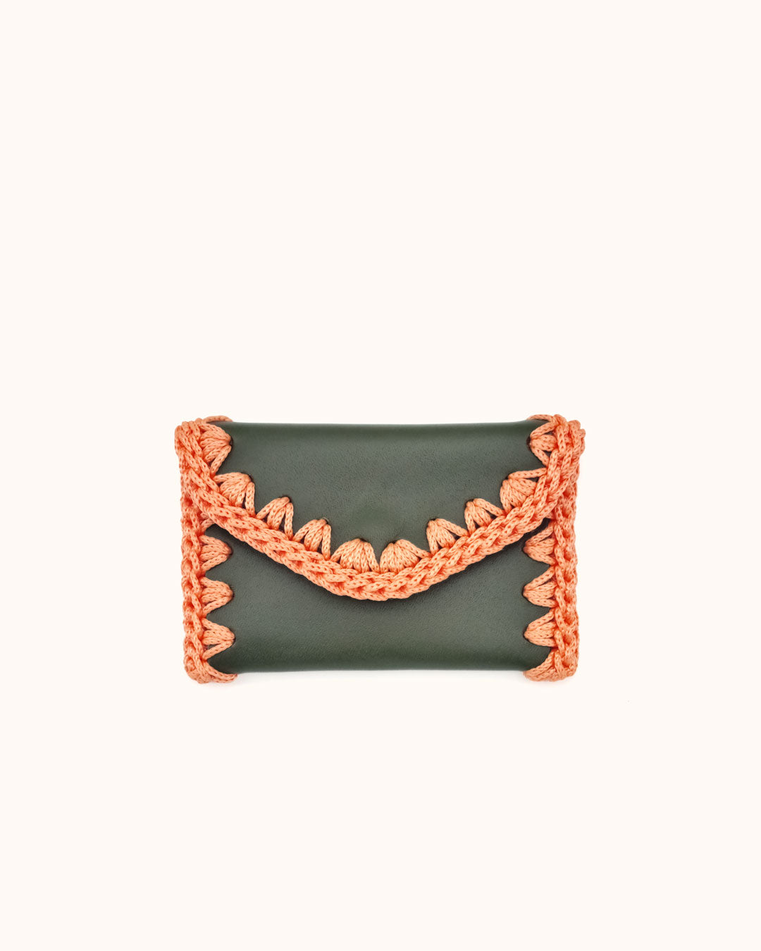 Monedero Tarjetero de Cuero Verde